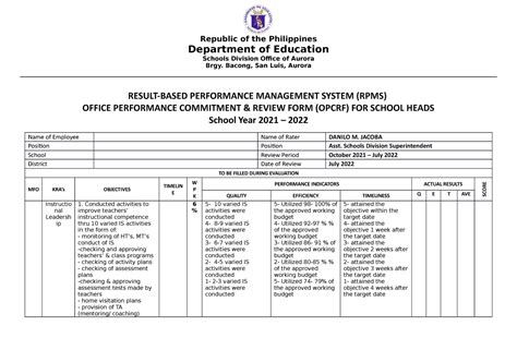 result focus intervention sample|OPCRF of School Heads and IPCRFs of Teaching .